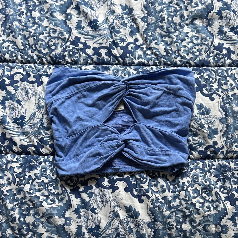 Blue Strapless Top